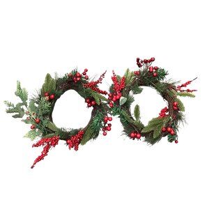 SET OF 2- 10 INCH DECORATIVE ARTIFICIAL MYRTLE CHRISTMAS WREATH